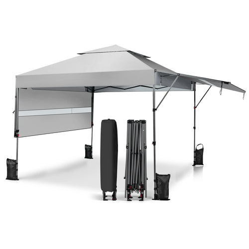10 x 17.6 Feet Outdoor Instant Pop-up Canopy Tent with Dual Half Awnings, White
