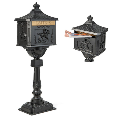 Retro Cast Aluminum Mailbox Security Postal Letter Box with Baffle Door, Black Outdoor Decor   at Gallery Canada