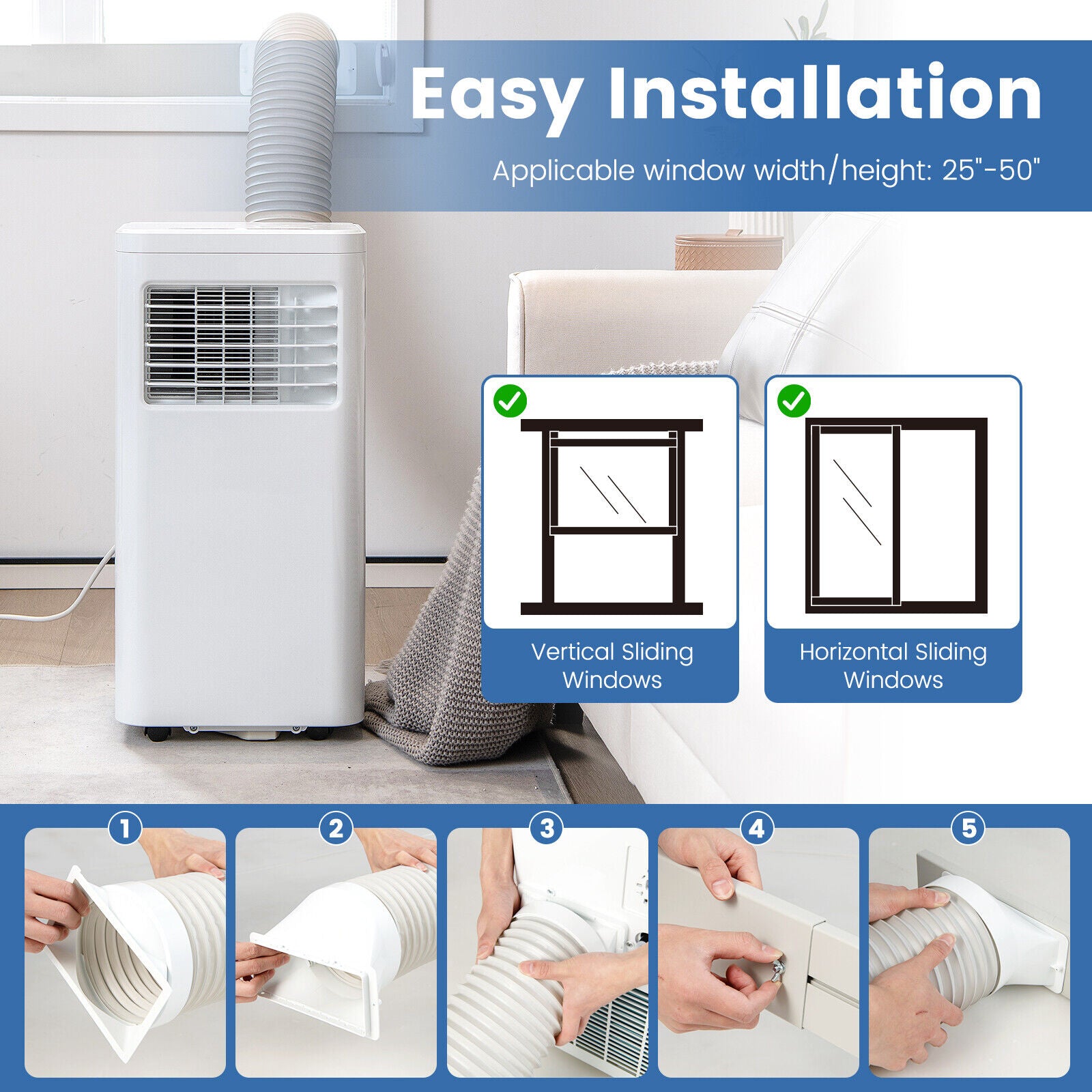 3-in-1 Portable Air Conditioner with Fan Dehumidifier and Quiet AC, White Portable Air Conditioners   at Gallery Canada