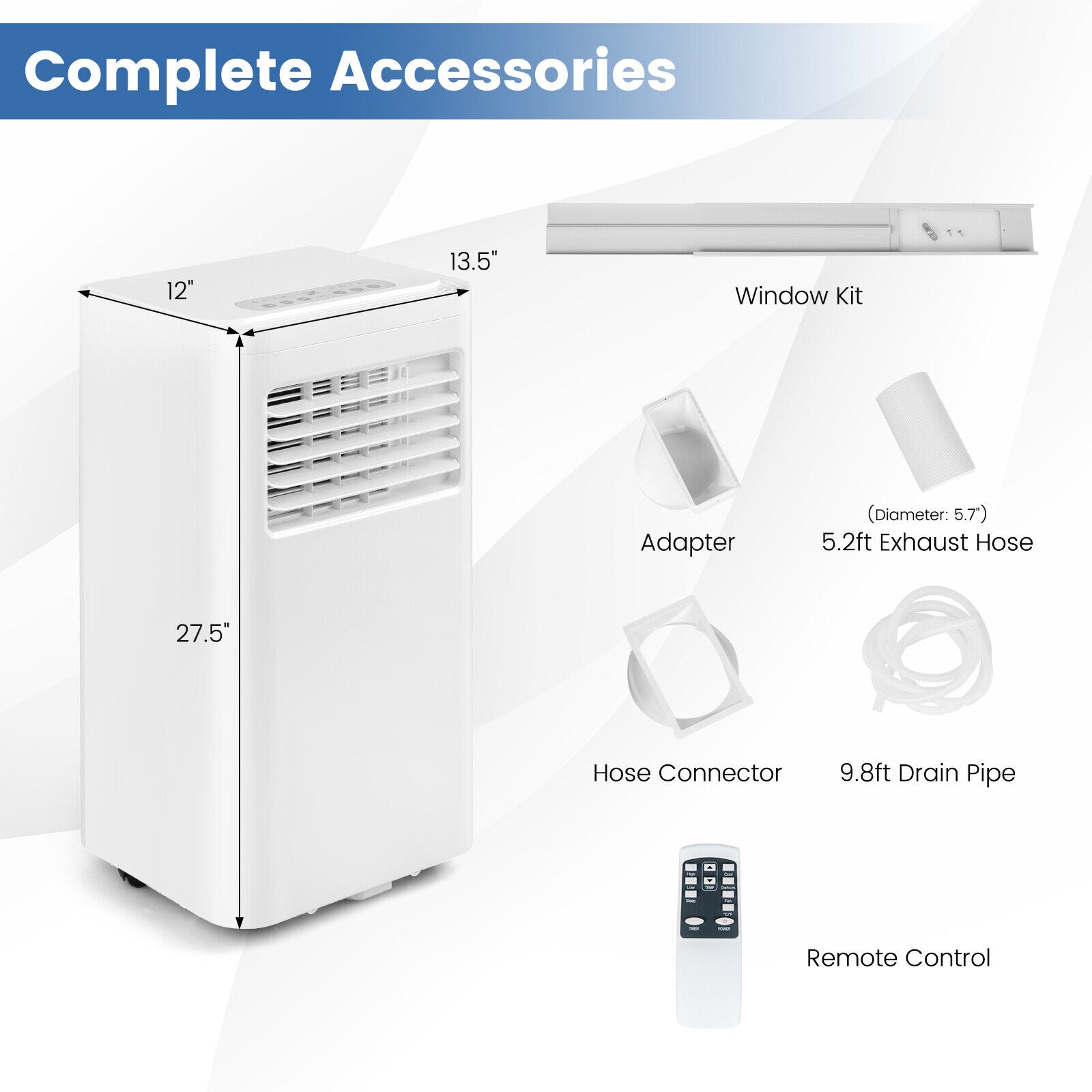 3-in-1 Portable Air Conditioner with Fan Dehumidifier and Quiet AC, White Portable Air Conditioners   at Gallery Canada