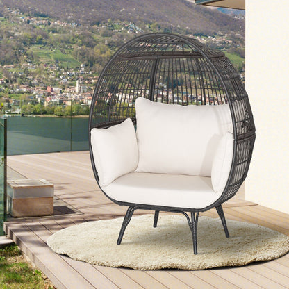 Oversized Patio Rattan Egg Lounge Chair with 4 Cushions, Brown Outdoor Chaise Lounges   at Gallery Canada