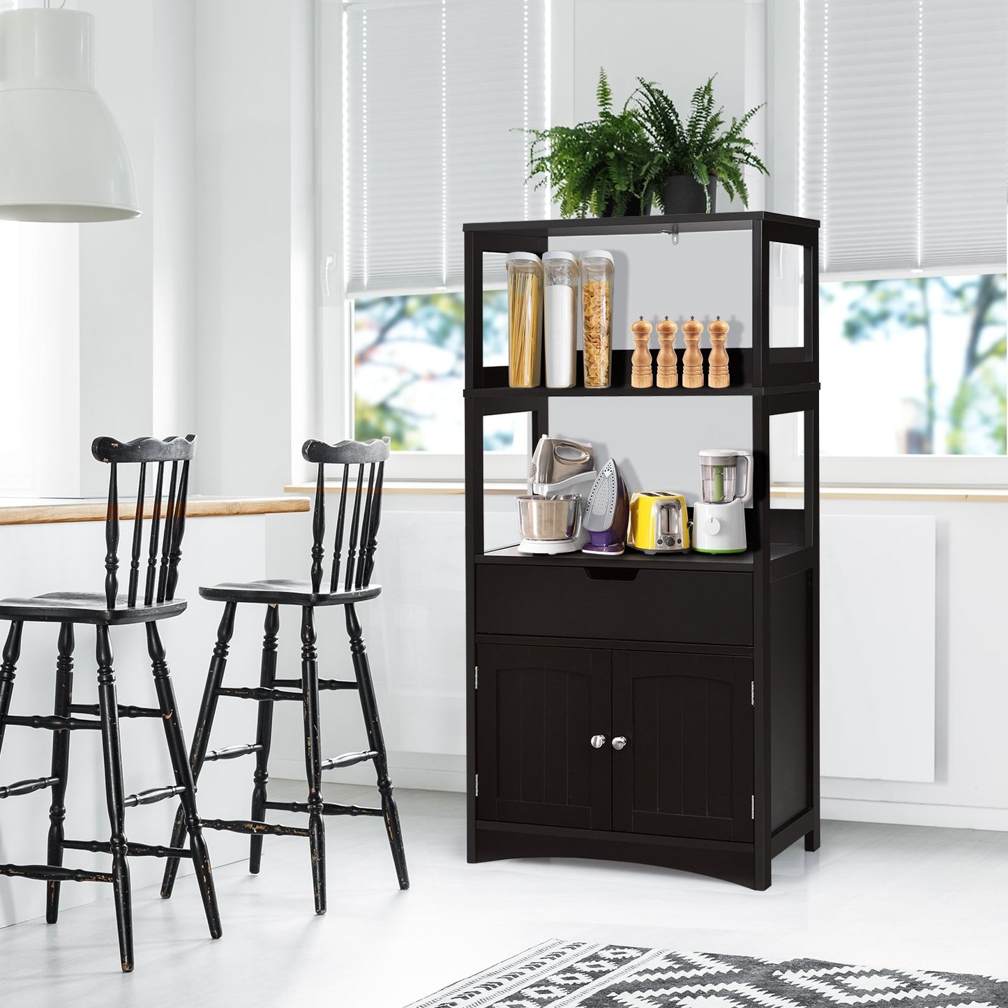 Bathroom Storage Cabinet with Drawer and Shelf Floor Cabinet, Black - Gallery Canada