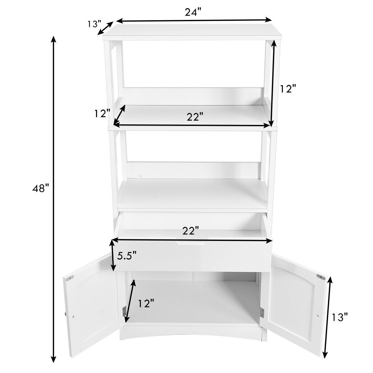 Bathroom Storage Cabinet with Drawer and Shelf Floor Cabinet, White - Gallery Canada