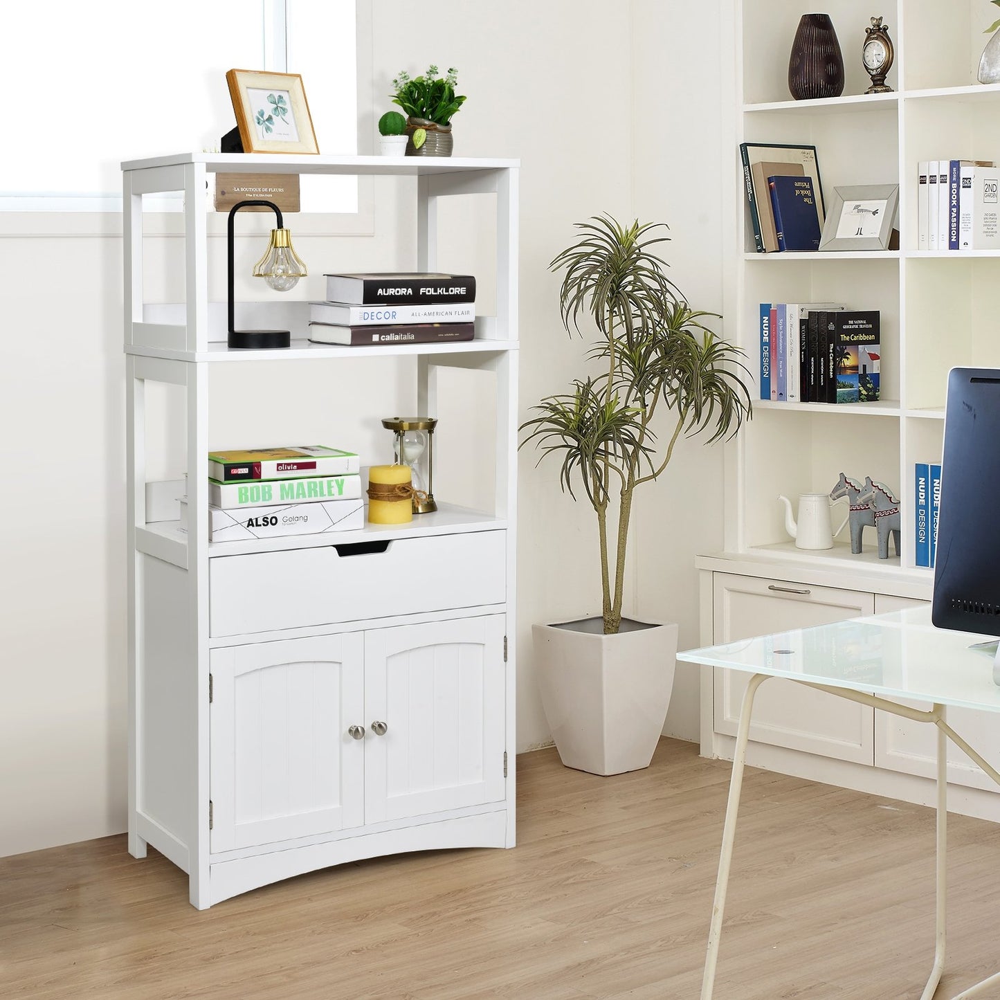 Bathroom Storage Cabinet with Drawer and Shelf Floor Cabinet, White Floor Cabinets   at Gallery Canada