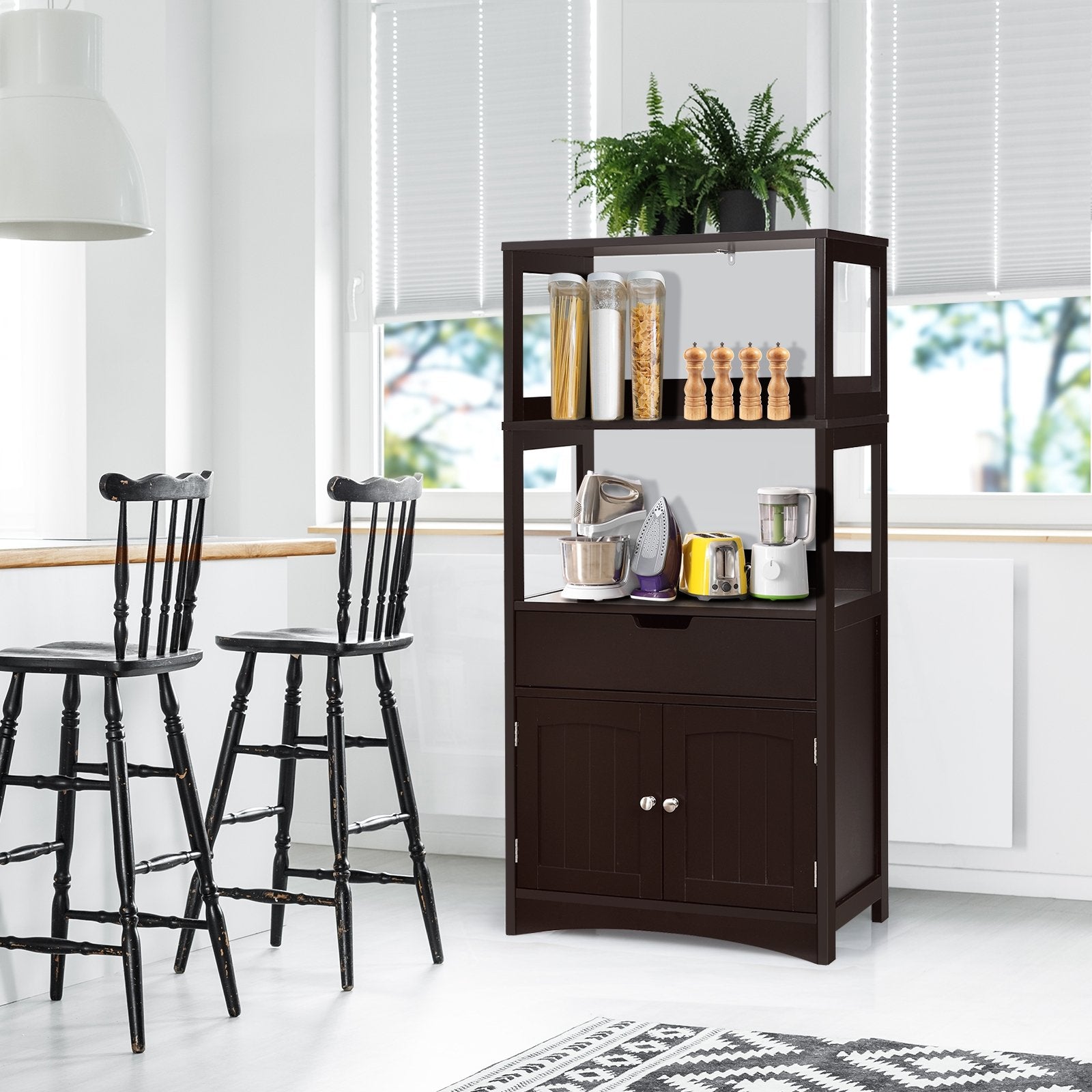 Bathroom Storage Cabinet with Drawer and Shelf Floor Cabinet, Dark Brown Floor Cabinets   at Gallery Canada