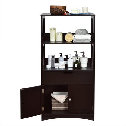 Bathroom Storage Cabinet with Drawer and Shelf Floor Cabinet, Dark Brown Floor Cabinets   at Gallery Canada