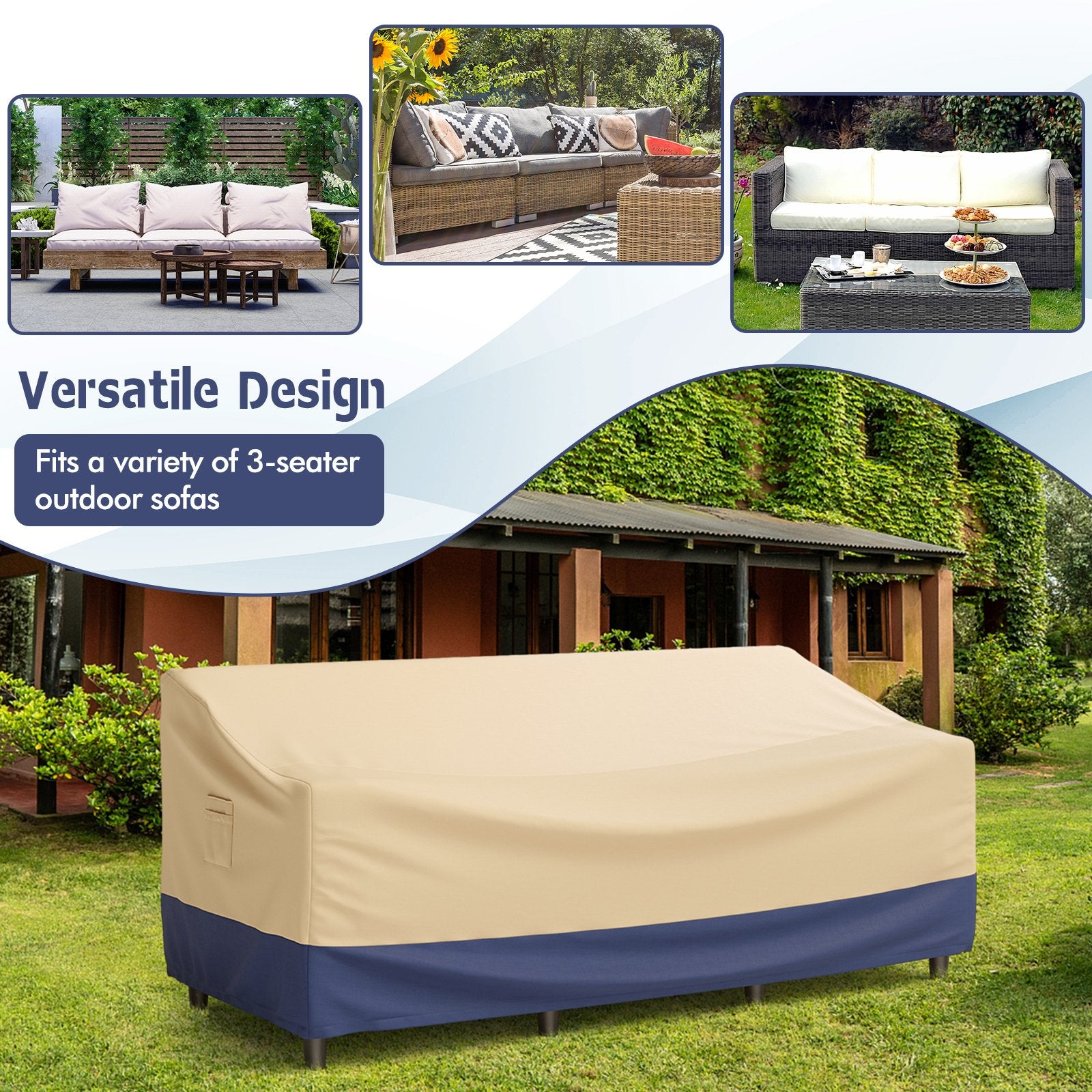 Patio Furniture Cover with Padded Handle and Click-Close Straps-77 x 43 x 30 inches, Beige Outdoor Furniture Accessories   at Gallery Canada