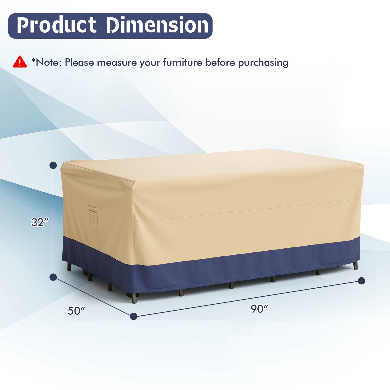 Patio Furniture Cover with Padded Handle and Click-Close Straps-90 x 50 x 32 inches, Beige Outdoor Furniture Accessories at Gallery Canada
