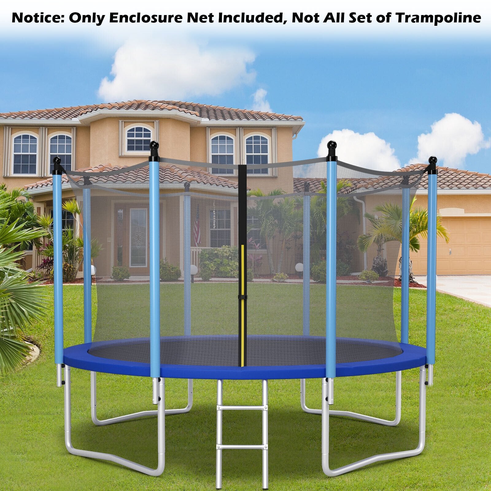 15/16 Feet Trampoline Replacement Safety Net with Adjustable Straps-16 ft, Black Trampoline Accessories   at Gallery Canada