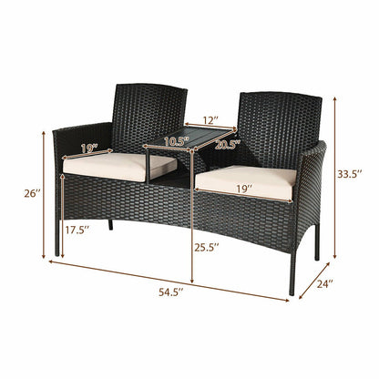 Modern Patio Conversation Set with Built-in Coffee Table and Cushions, Beige Patio Conversation Sets   at Gallery Canada