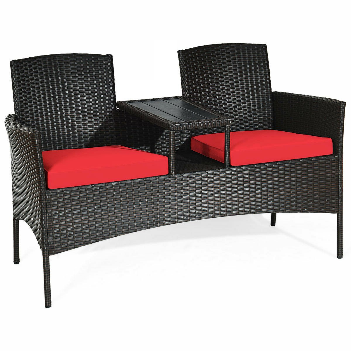 Modern Patio Conversation Set with Built-in Coffee Table and Cushions , Red Patio Conversation Sets   at Gallery Canada