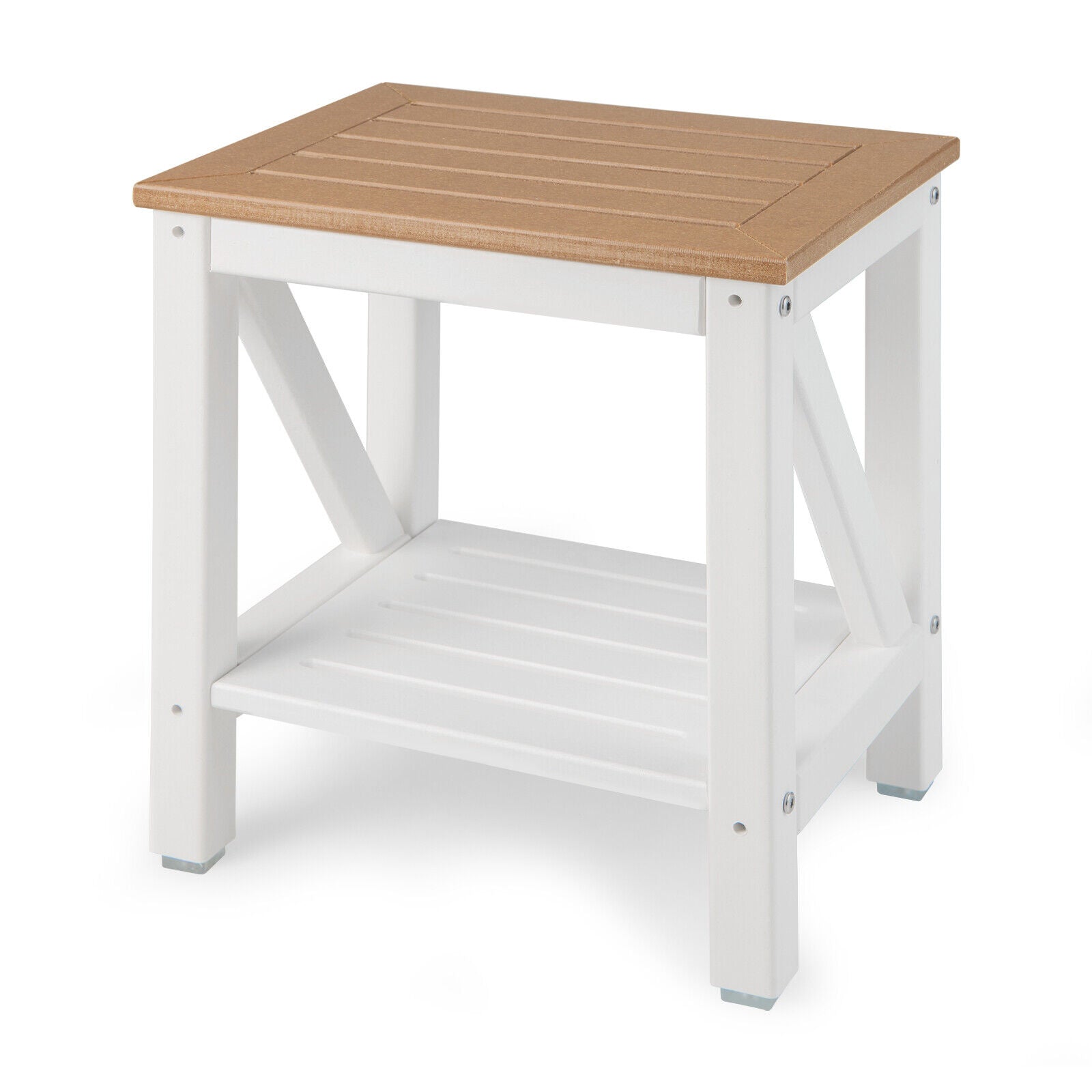 2-tier Waterproof Shower Bench with Storage Shelf, Brown Bath Safety at Gallery Canada