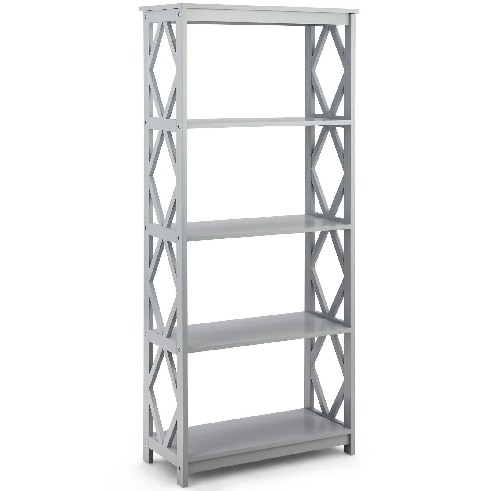 5-Tier Modern Freestanding Bookcase with Open Shelves, Gray - Gallery Canada