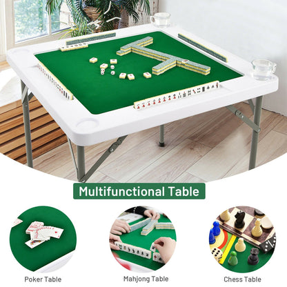 4-Player Mahjong Game Table with Iron Frame, Green Game Room   at Gallery Canada