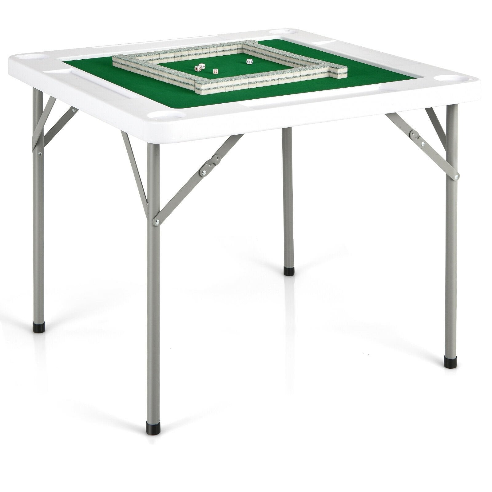 4-Player Mahjong Game Table with Iron Frame, Green Game Room   at Gallery Canada