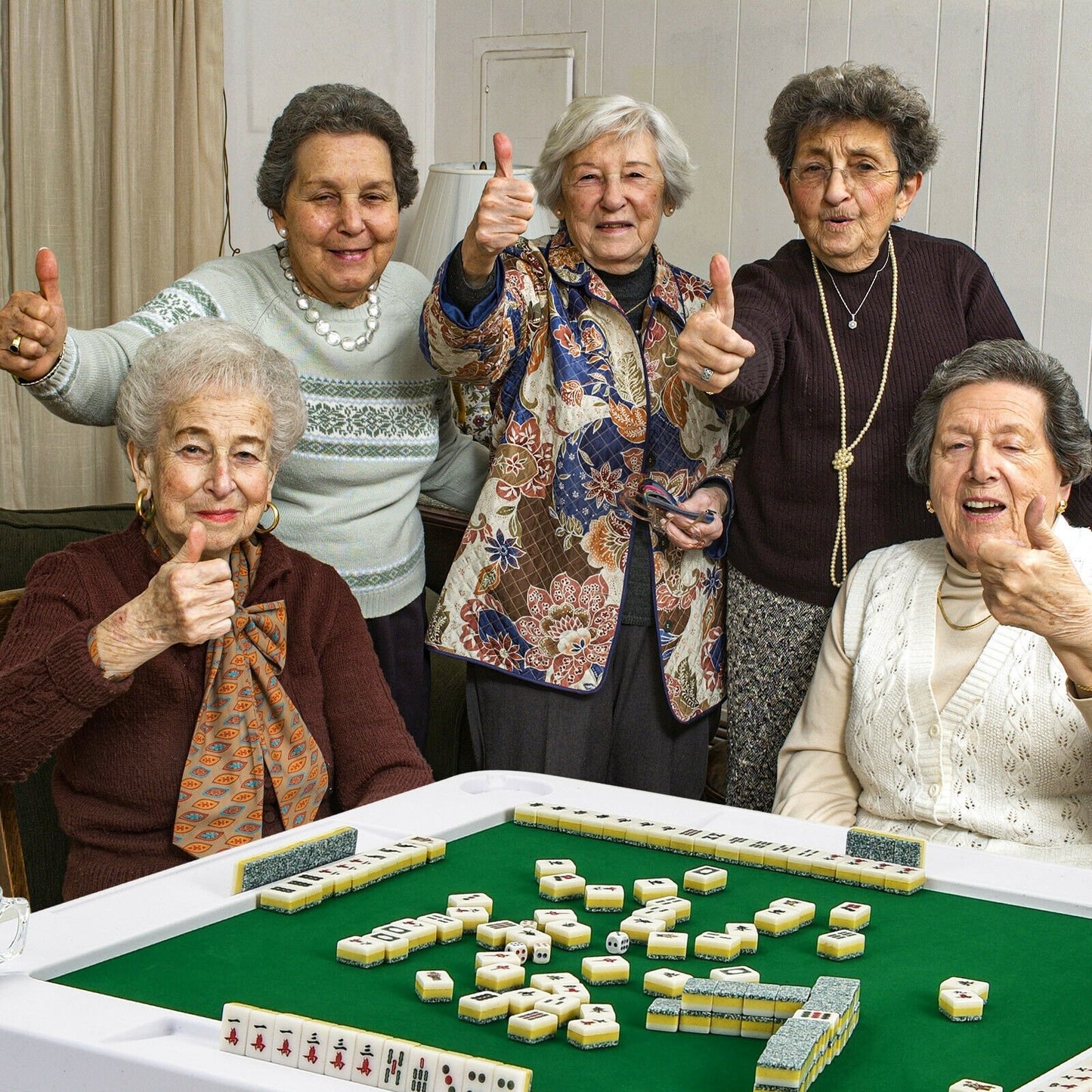 4-Player Mahjong Game Table with Iron Frame, Green - Gallery Canada