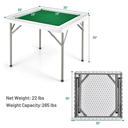 4-Player Mahjong Game Table with Iron Frame, Green - Gallery Canada