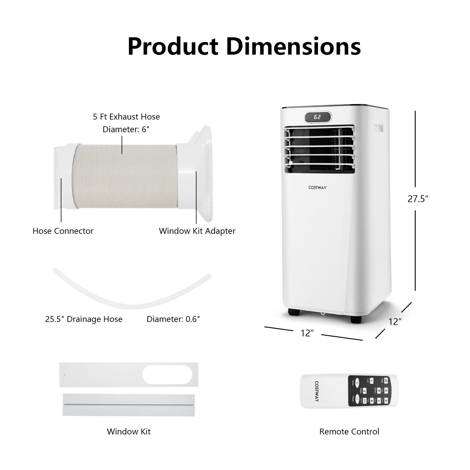 8000BTU 3-in-1 Portable Air Conditioner with Remote Control, White Portable Air Conditioners   at Gallery Canada