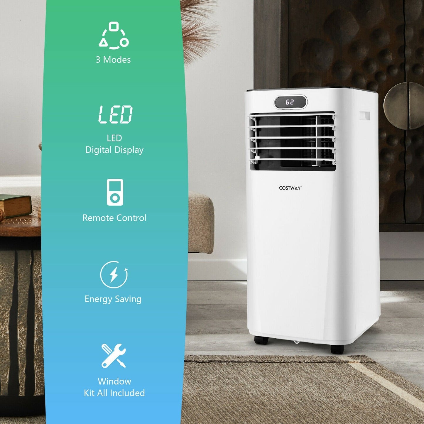 8000BTU 3-in-1 Portable Air Conditioner with Remote Control, White Portable Air Conditioners   at Gallery Canada