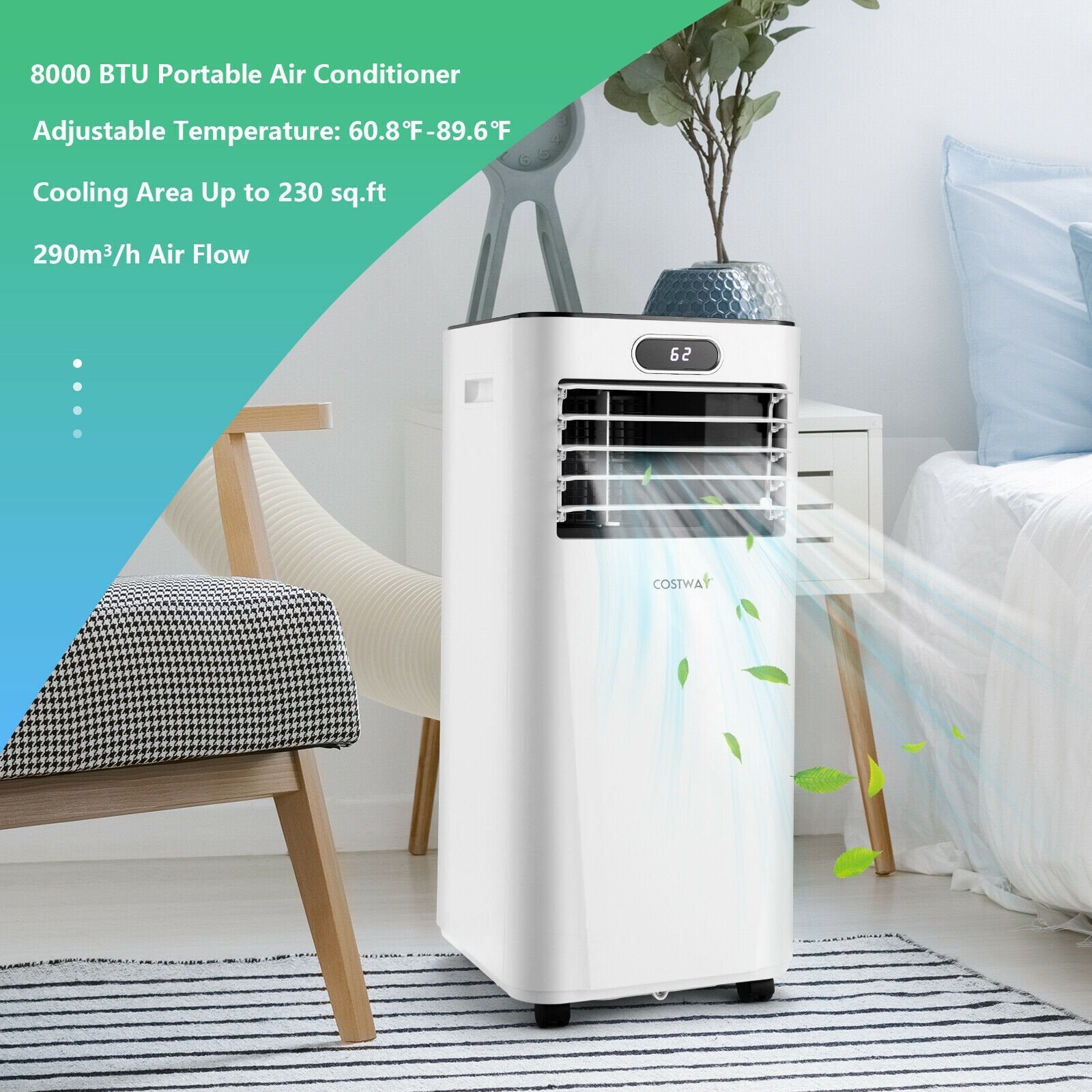 8000BTU 3-in-1 Portable Air Conditioner with Remote Control, White Portable Air Conditioners   at Gallery Canada