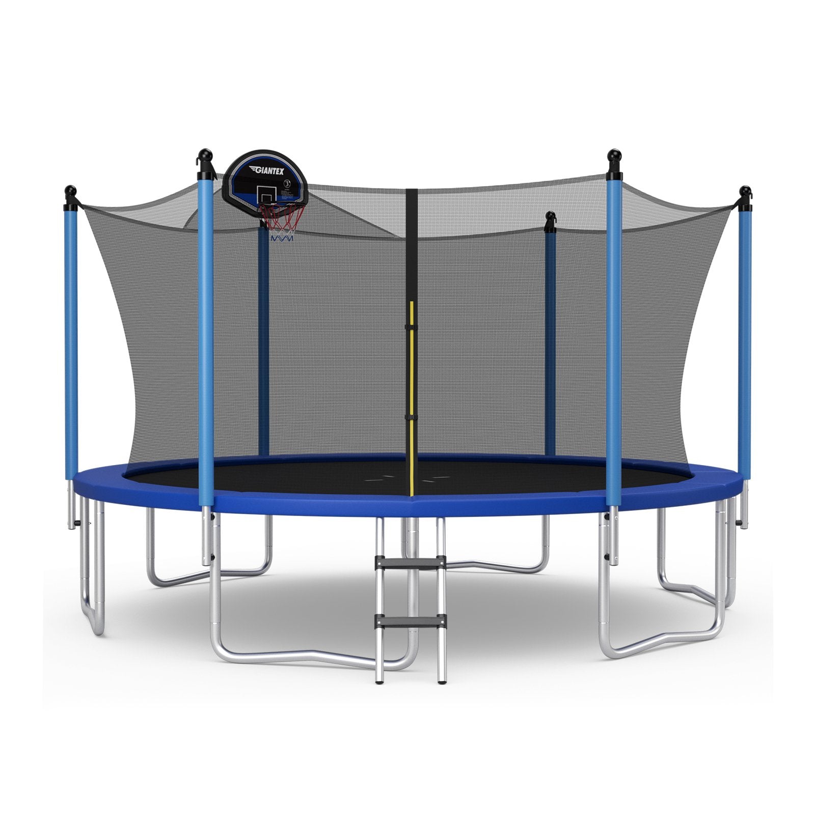 Outdoor Recreational Trampoline with Ladder and Enclosure Net-12 ft, Black Trampolines Black  at Gallery Canada