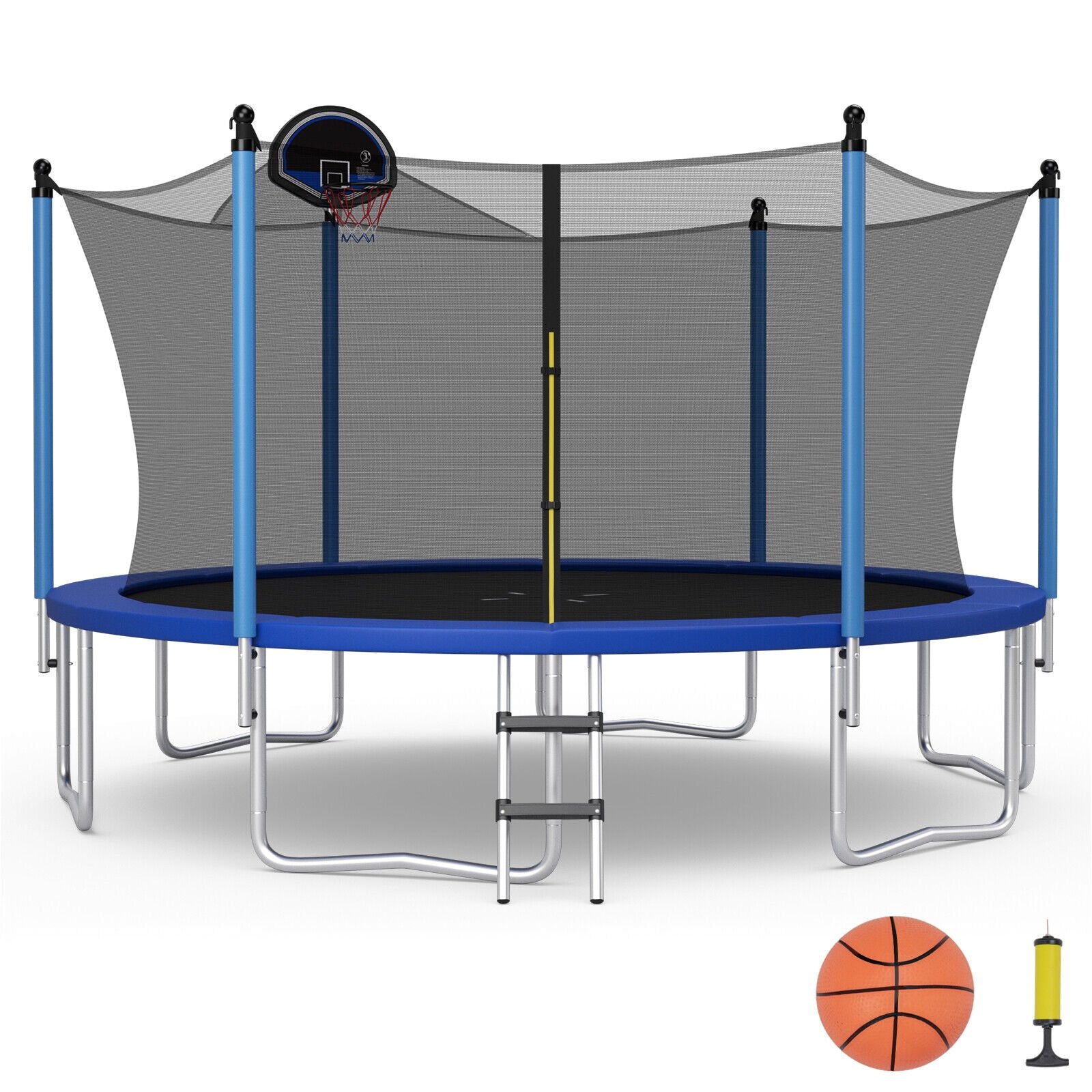 Outdoor Recreational Trampoline with Ladder and Enclosure Net-12 ft, Black Trampolines   at Gallery Canada