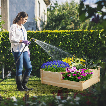 3-Tier Wooden Raised Garden Bed with Open-Ended Base, Natural Raised Garden Beds   at Gallery Canada