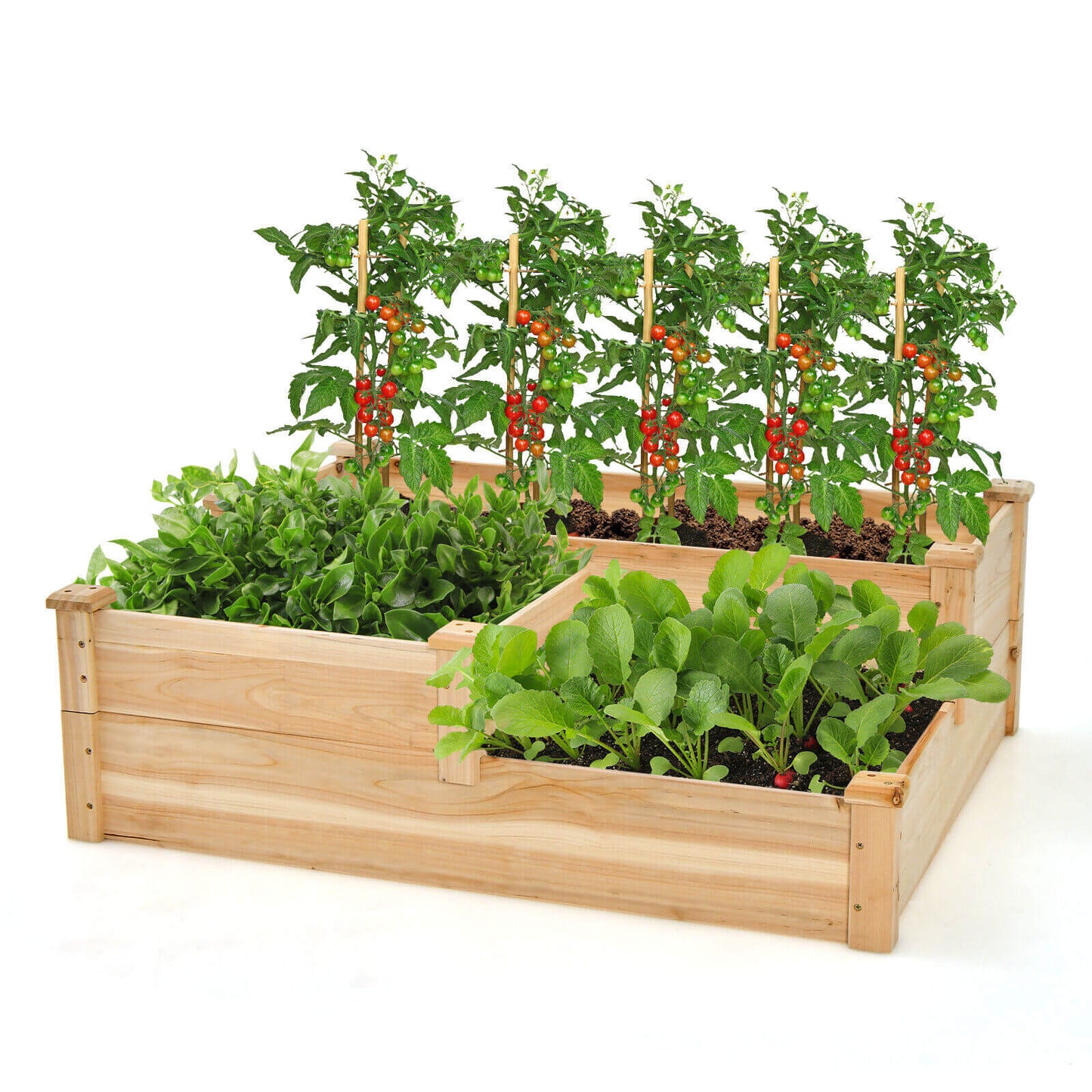 3-Tier Wooden Raised Garden Bed with Open-Ended Base, Natural Raised Garden Beds   at Gallery Canada