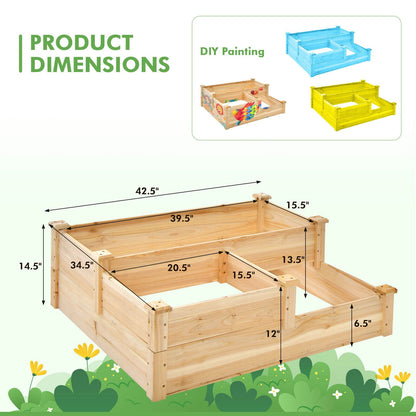 3-Tier Wooden Raised Garden Bed with Open-Ended Base, Natural - Gallery Canada
