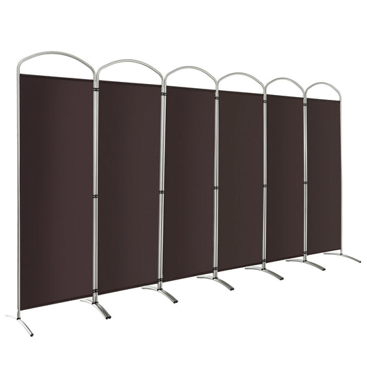 6 Feet 6-Panels Freestanding Folding Privacy Screen, Brown Room Dividers Brown  at Gallery Canada