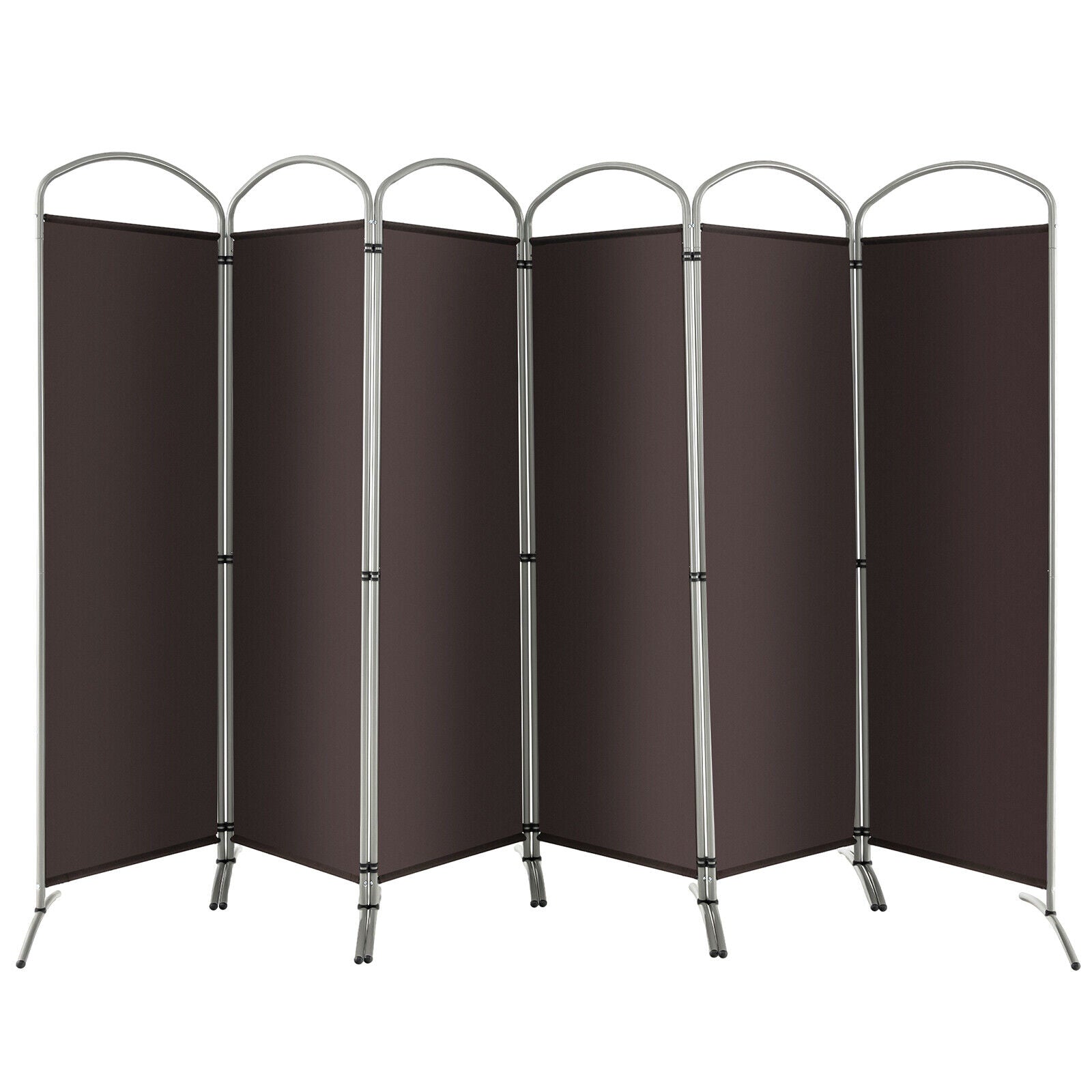 6 Feet 6-Panels Freestanding Folding Privacy Screen, Brown Room Dividers   at Gallery Canada