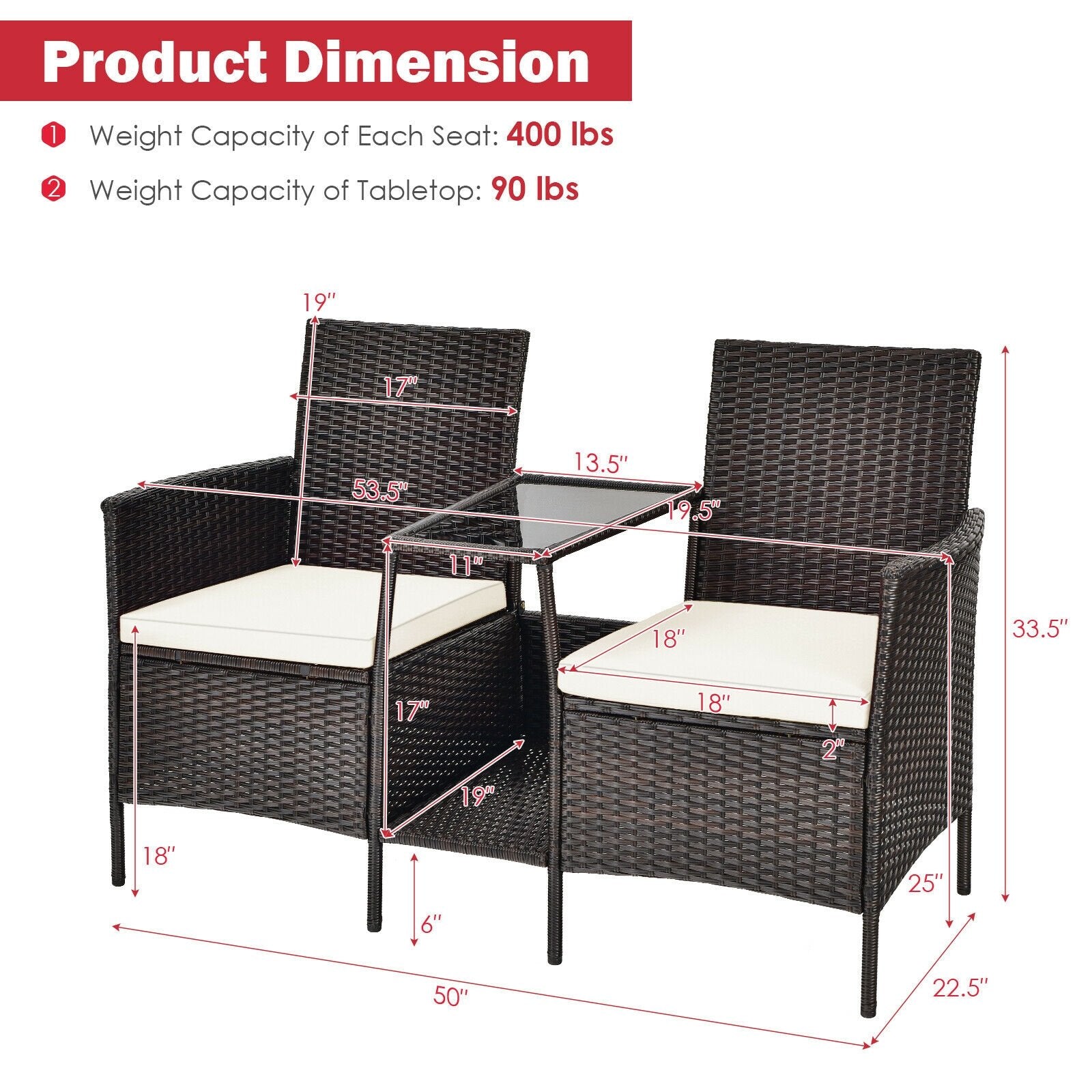 Patio Rattan Wicker Conversation Set Sofa Cushioned Loveseat Glass Table, Off White Patio Conversation Sets   at Gallery Canada