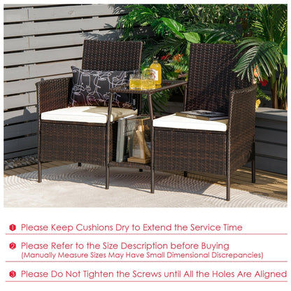 Patio Rattan Wicker Conversation Set Sofa Cushioned Loveseat Glass Table, Off White Patio Conversation Sets   at Gallery Canada