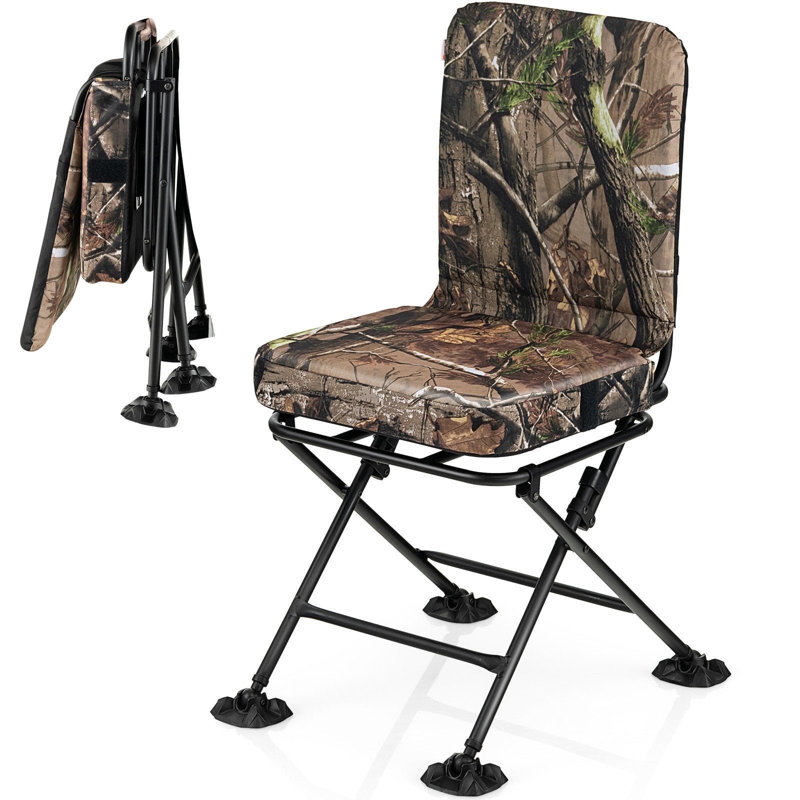 Swivel Folding Chair with Backrest and Padded Cushion, Camouflage Camping Furniture   at Gallery Canada