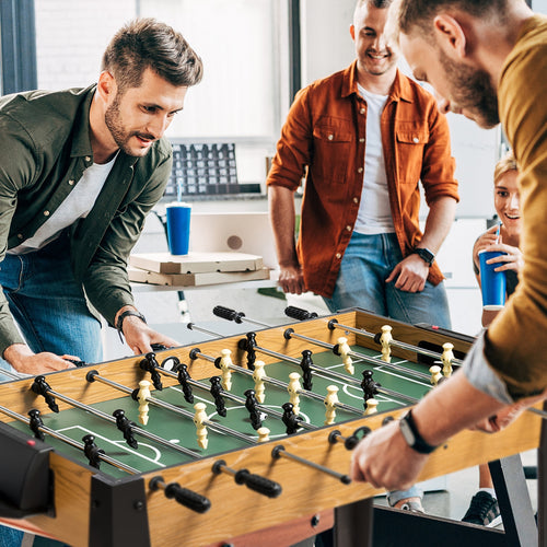 48 Inch Competition Sized Home Recreation Wooden Foosball Table, Brown