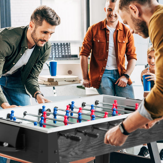 48 Inch Competition Sized Home Recreation Wooden Foosball Table, Black Game Room Black  at Gallery Canada