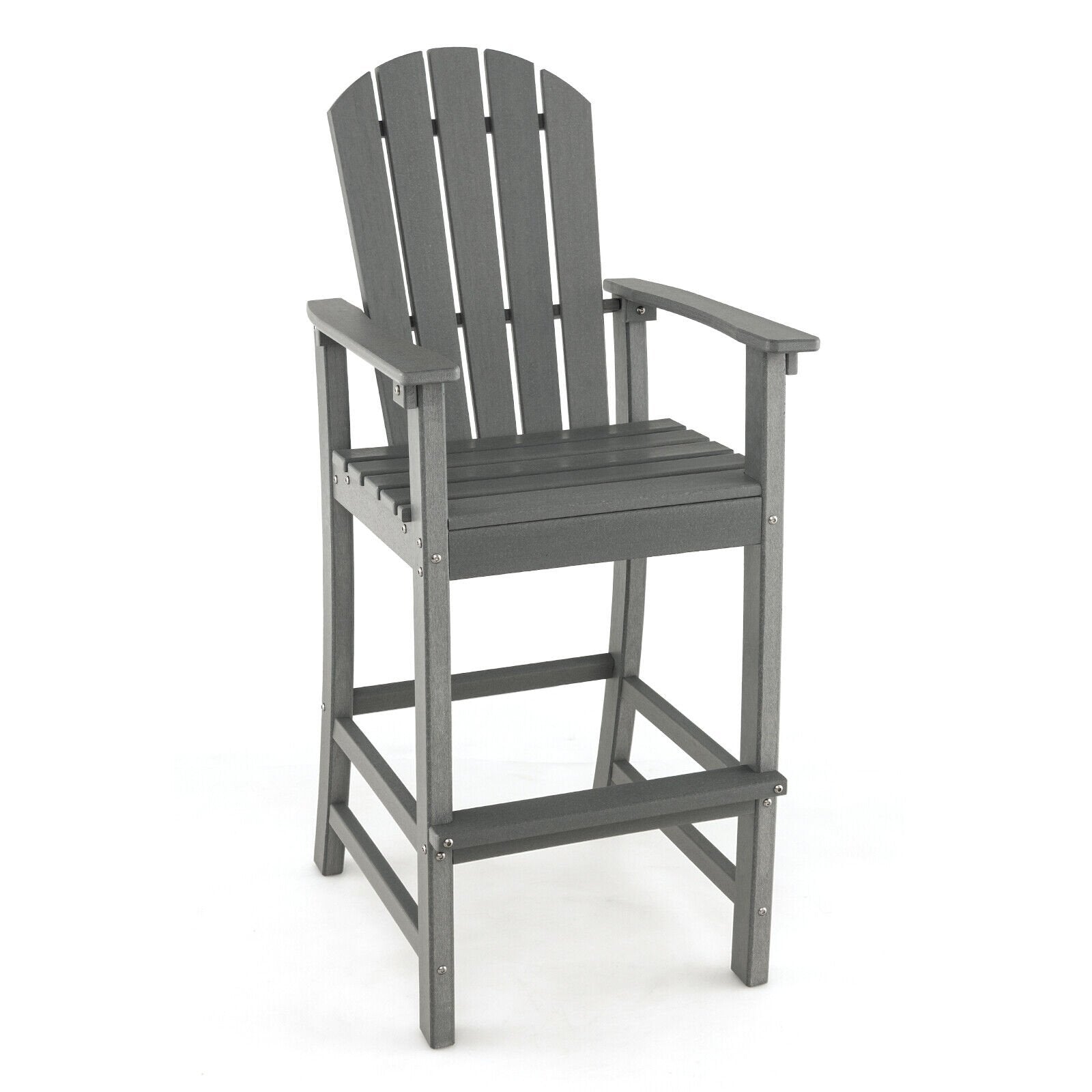 30 Inches Counter Height Outdoor HDPE Bar Stool with Armrests and Footrest, Gray Patio Bar Furniture   at Gallery Canada