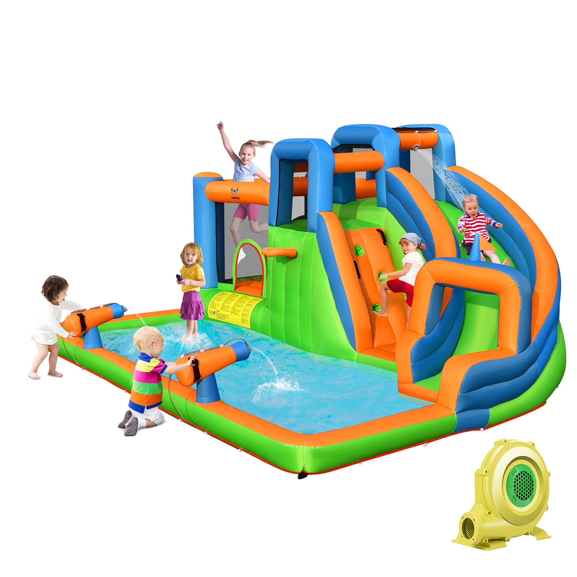 7-in-1 Inflatable Giant Water Park Bouncer with Dual Climbing Walls and 735W Blower Bounce House at Gallery Canada