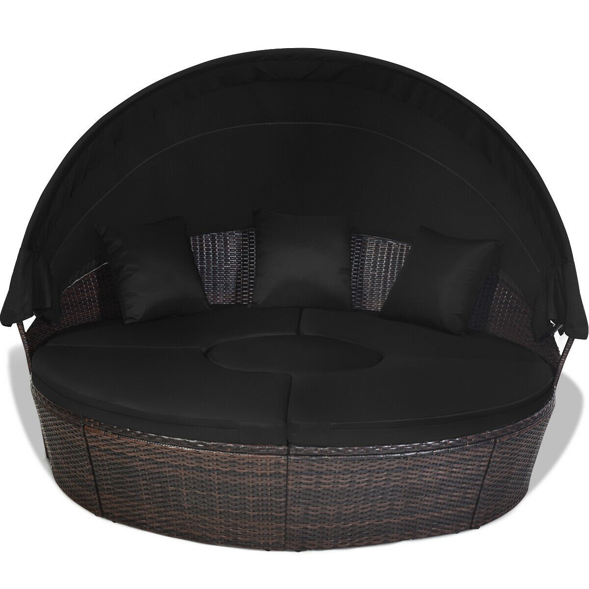 Outdoor Daybed with Retractable Canopy, Black - Gallery Canada