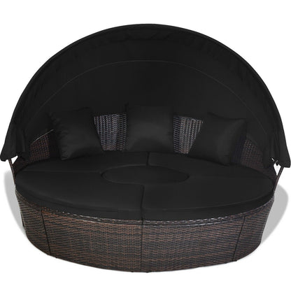 Outdoor Daybed with Retractable Canopy, Black Patio Furniture Sets   at Gallery Canada