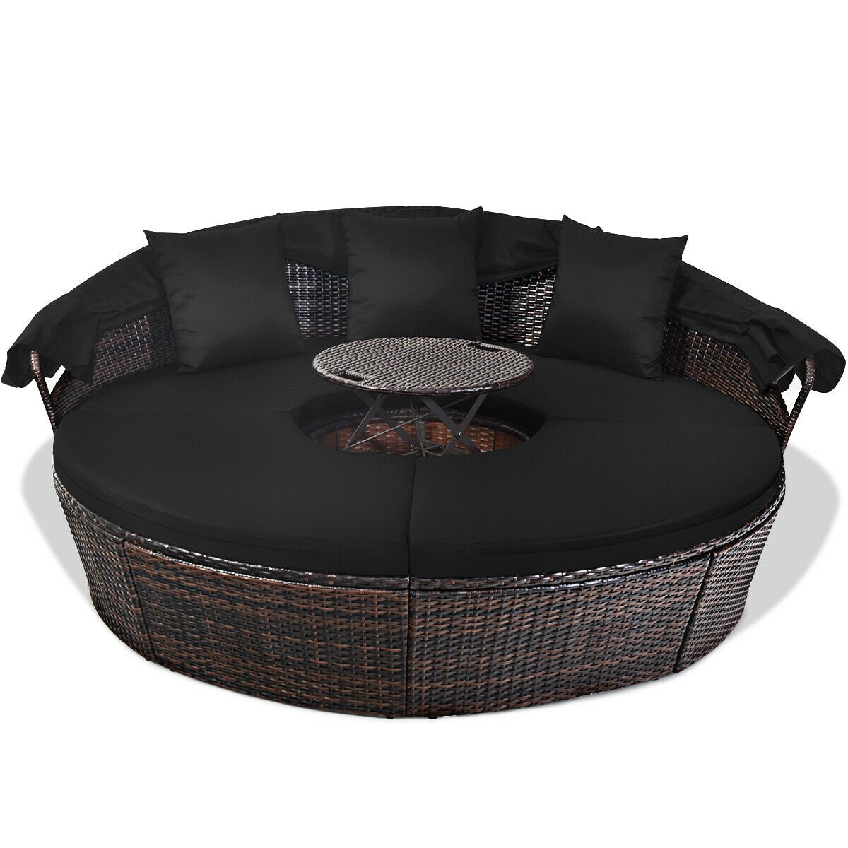 Outdoor Daybed with Retractable Canopy, Black - Gallery Canada