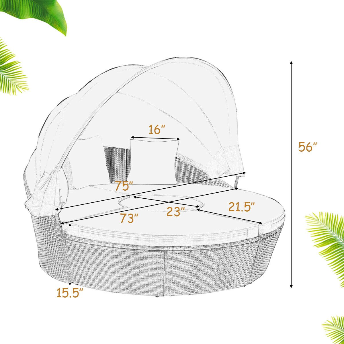 Outdoor Daybed with Retractable Canopy, Black Patio Furniture Sets   at Gallery Canada