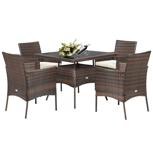 Outdoor 5 Pieces Dining Table Set with 1 Table and 4 Single Sofas, Brown Patio Dining Sets   at Gallery Canada