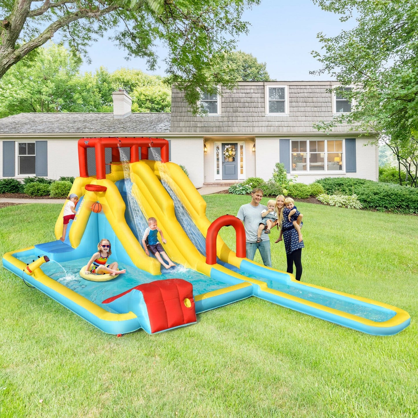 7-in-1 Inflatable Dual Slide Water Park Bounce House Without Blower - Gallery Canada
