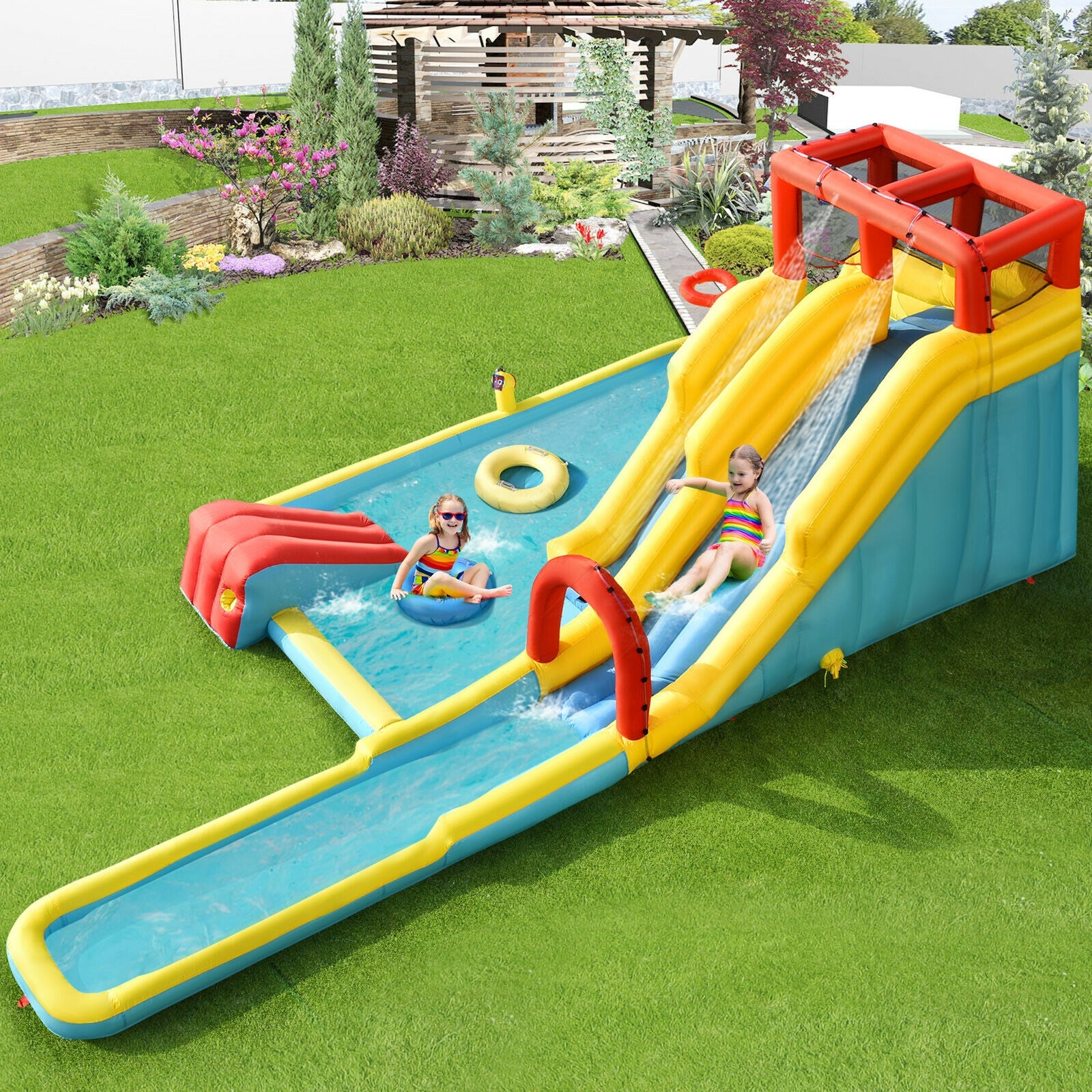 7-in-1 Inflatable Dual Slide Water Park Bounce House Without Blower Bounce House at Gallery Canada
