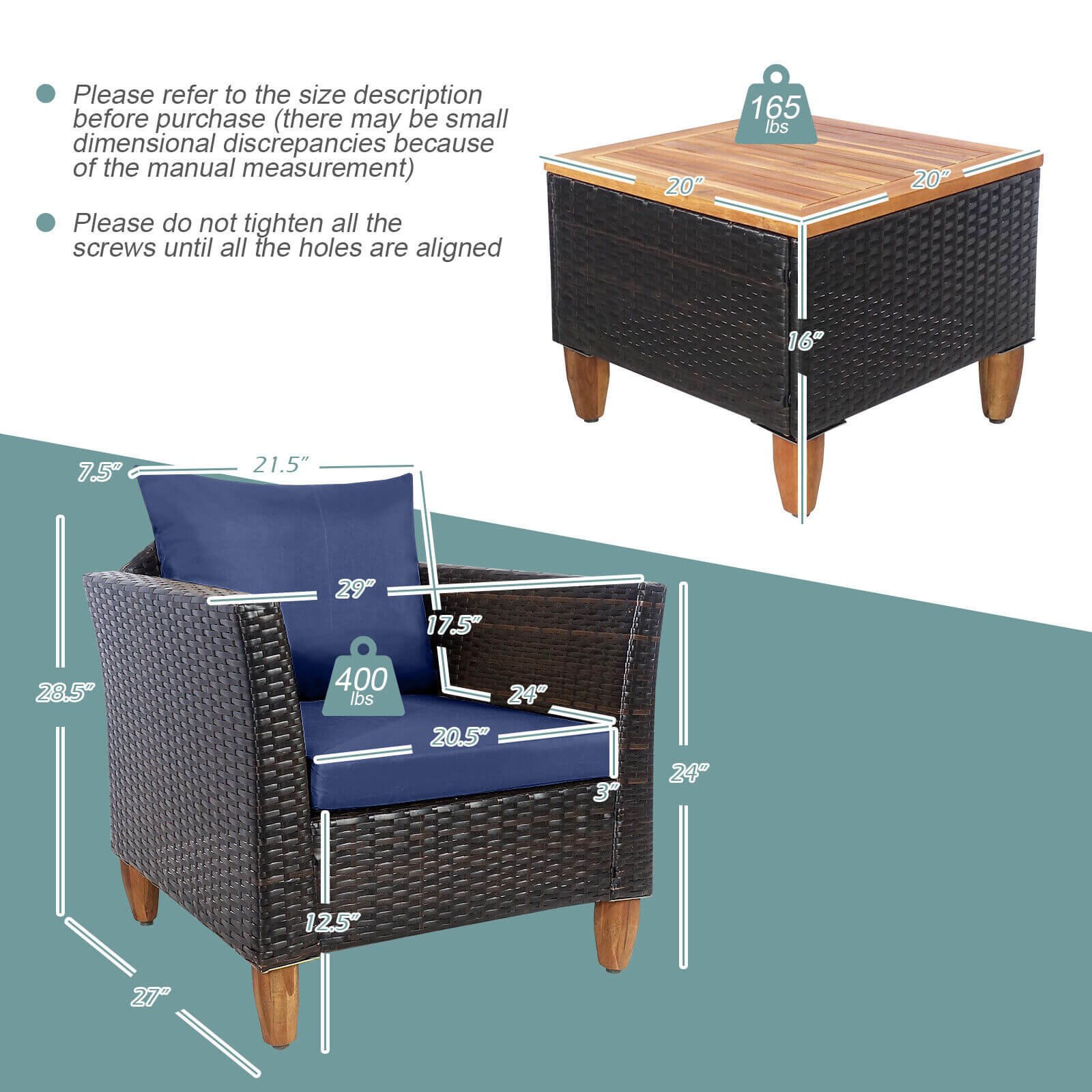 3 Pieces Patio Rattan Bistro Furniture Set, Navy Patio Conversation Sets   at Gallery Canada