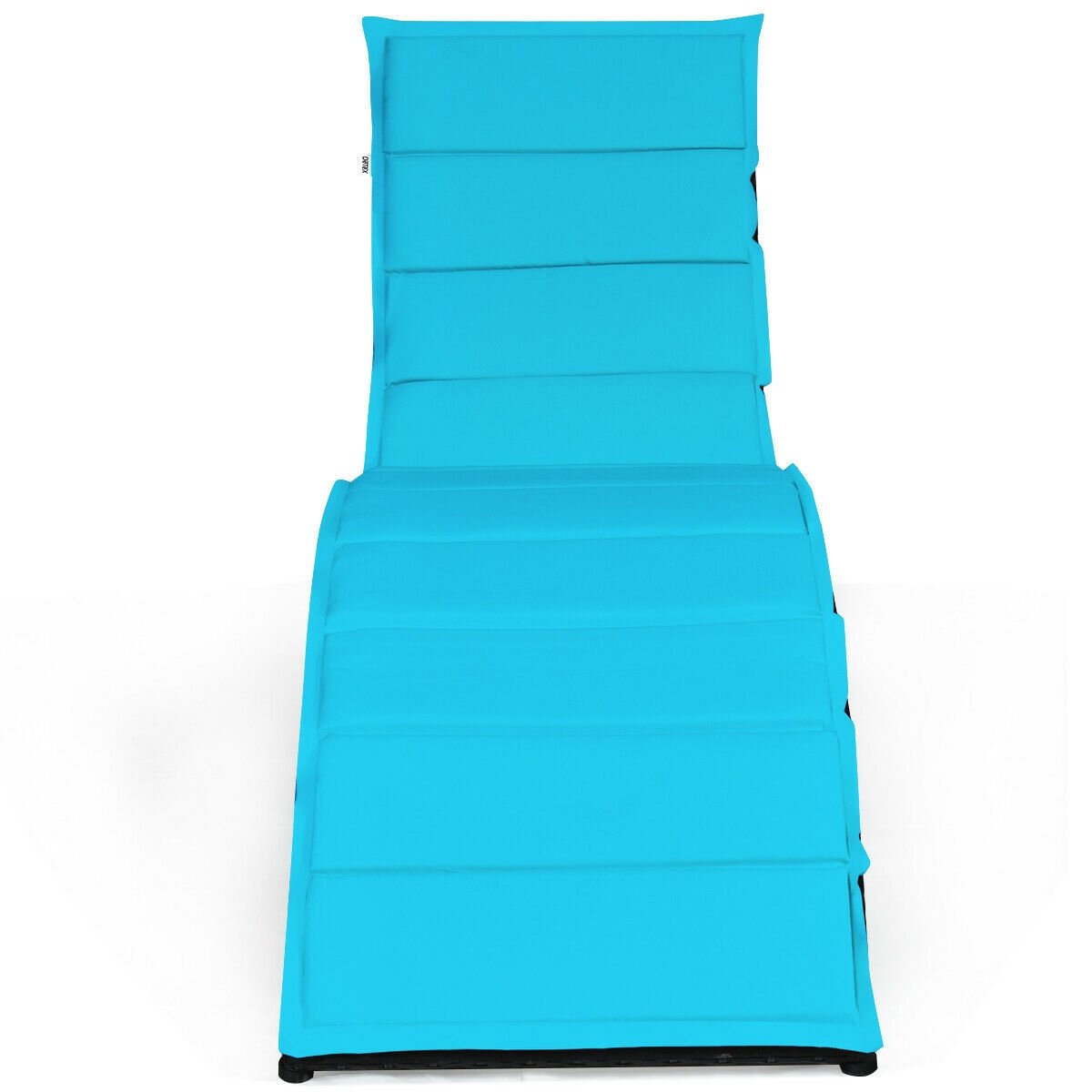 Folding Patio Rattan Portable Lounge Chair Chaise with Cushion, Turquoise Outdoor Chaise Lounges   at Gallery Canada