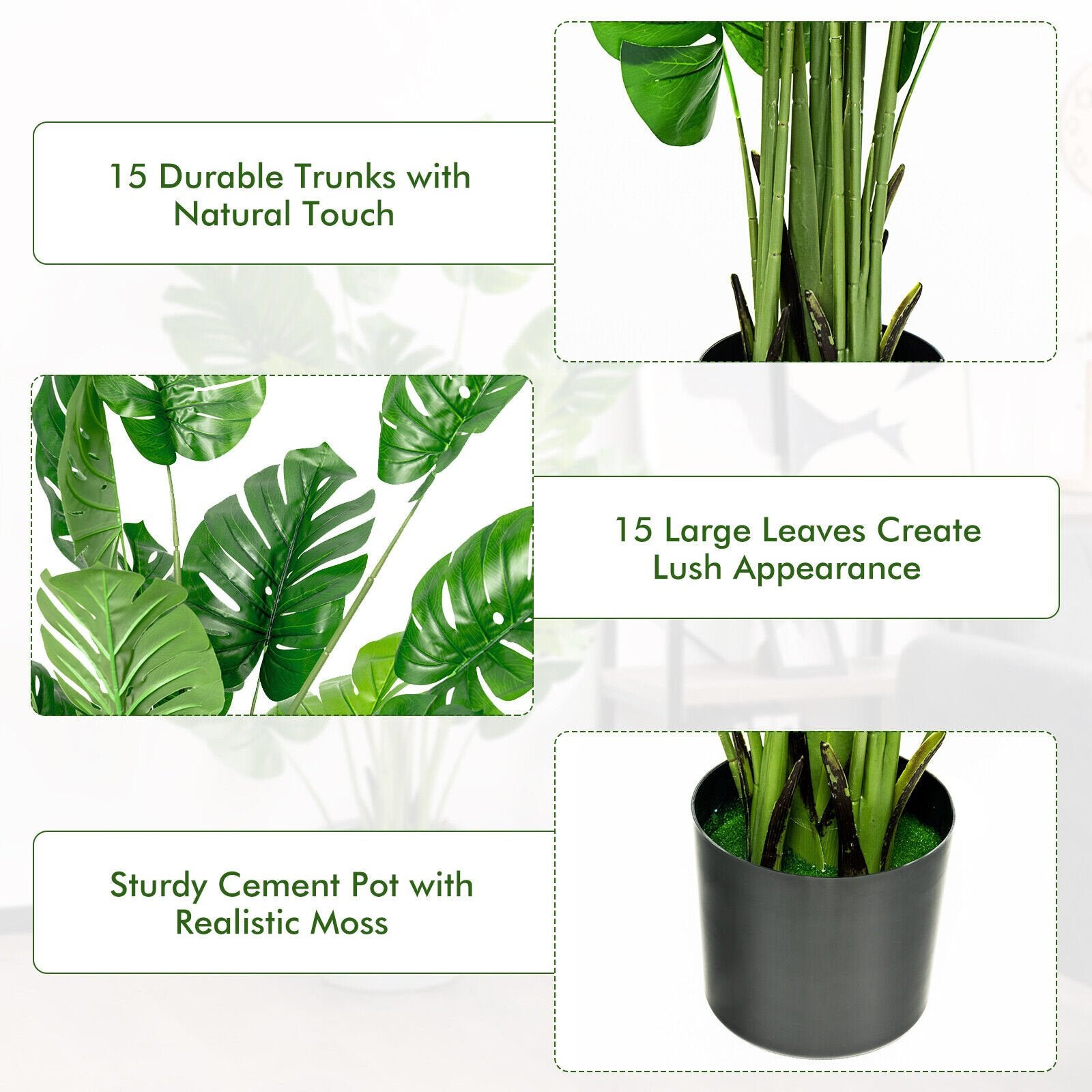 5 Feet Artificial Tree Faux Monstera Deliciosa Plant for Home Indoor and Outdoor, Green Faux Plants   at Gallery Canada