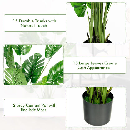 5 Feet Artificial Tree Faux Monstera Deliciosa Plant for Home Indoor and Outdoor, Green - Gallery Canada
