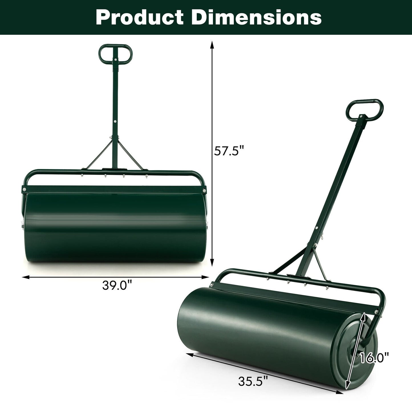 39 Inch Wide Push/Tow Lawn Roller, Green - Gallery Canada